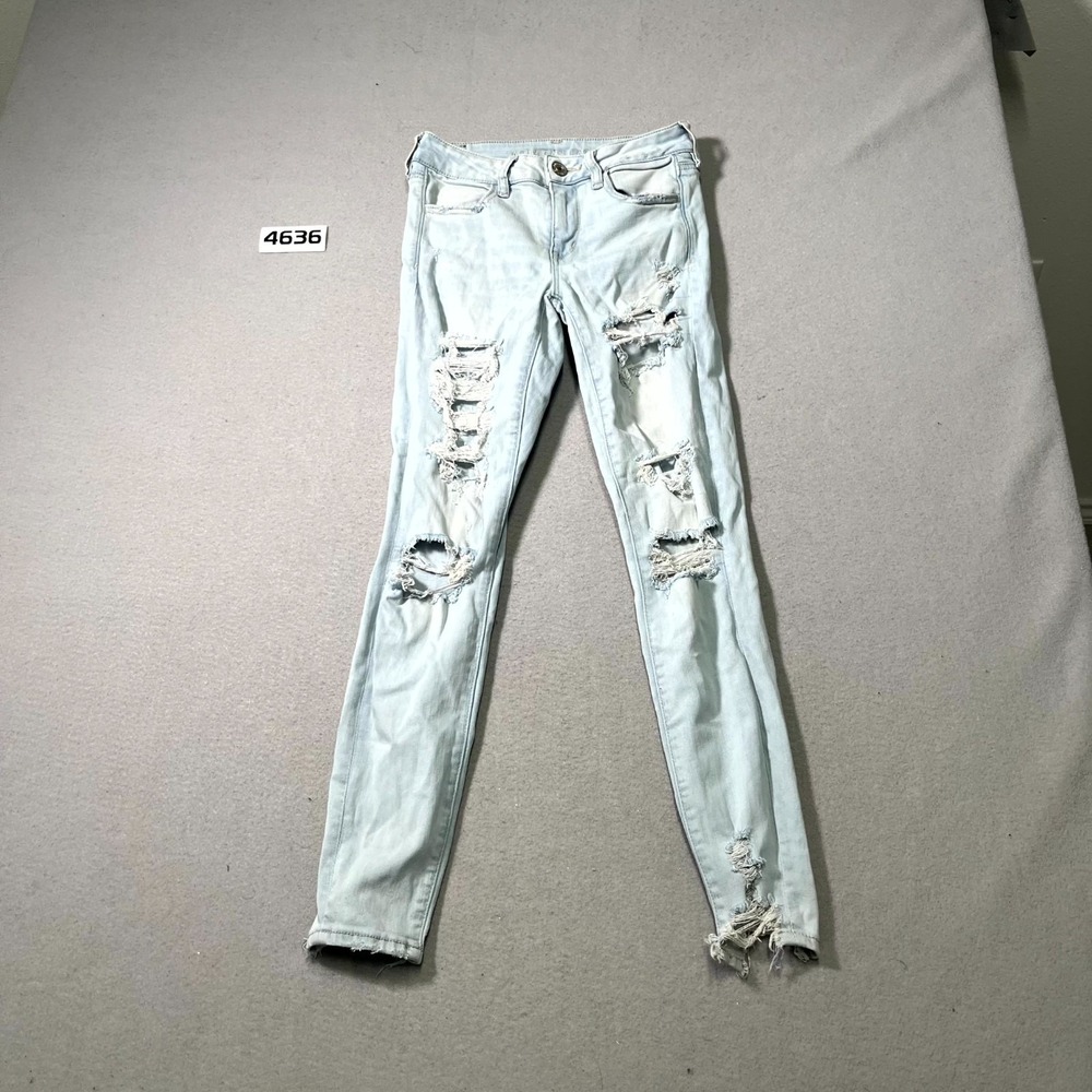 American Eagle Outfitters Jeans Womens 4 Blue Denim Distressed Light Wash Skinny